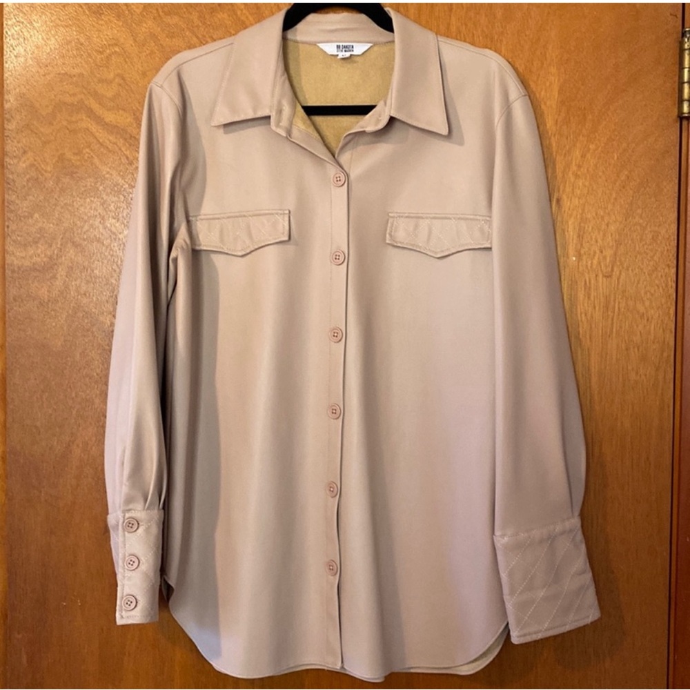 B.B. Dakota Pink Womens Faux Leather Jacket Button Up. Size Medium